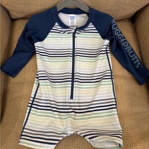 Kids Swimwear - Navy and White Striped body suit 18-24